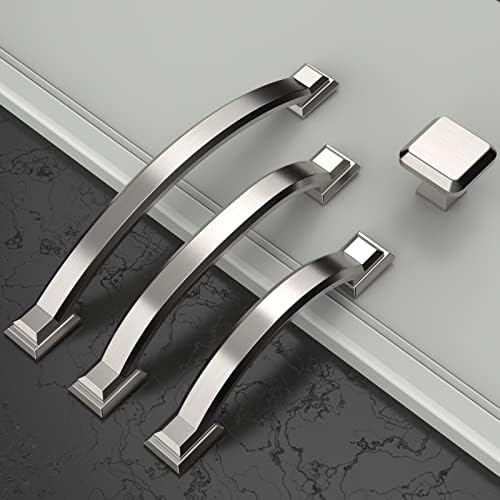 Amerdeco 10 Pack Satin Nickel Cabinet Pulls 3 Inch Hole Centers