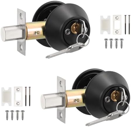 Double Matte Black Square Deadbolts with Keys