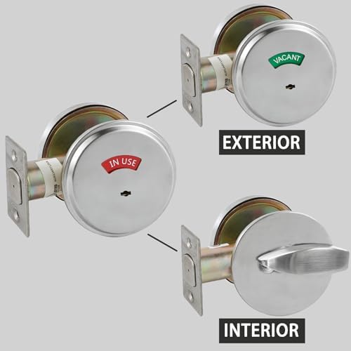 HISAFE In-UseVacant Commercial Deadbolt Heavy Duty Satin Chrome Grade 2 2 Packs