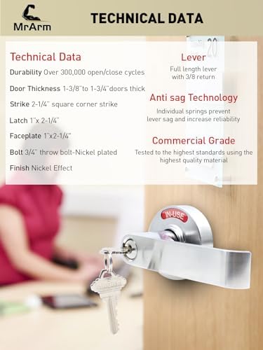 MrArm Keyed Entry Privacy Indicator Lock Silver