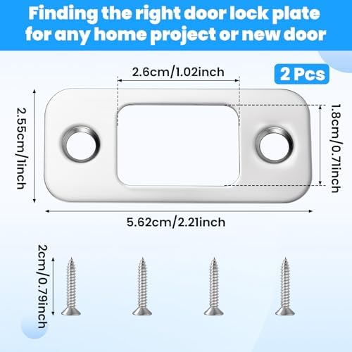 2 Pack Deadbolt Strike Plates Stainless Steel Adjustable