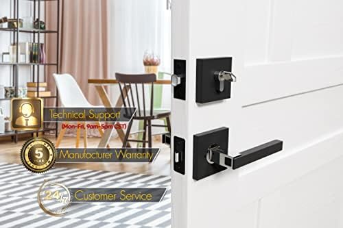 Avalon Deadbolt Set - Matte Black - Modern Door Hardware with 5-Year Warranty