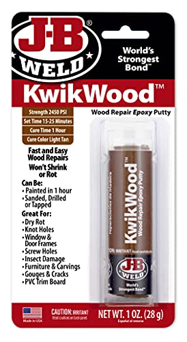 J-B Weld KwikWood Epoxy Putty 1 oz Stick Wood Repair Made Easy