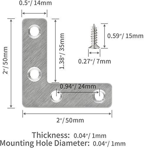 Durable 2x2 L Corner Bracket for Cabinets Furniture