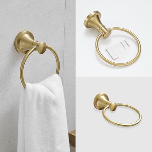 RUMOSE Gold-Brushed Wall-Mounted Toilet Hand Towel Holder Set 2PCS