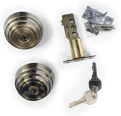 LA Ornamental Gate Lock Double Cylinder Deadbolt Antique Brass