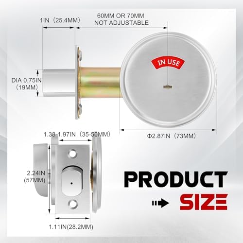 Tandefio 2 Pcs Vacant Occupied Bathroom Deadbolt with Occupancy Indicator