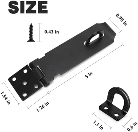 Sturdy 5-Inch Door Hasp Lock 2-Pack Stainless Steel Set