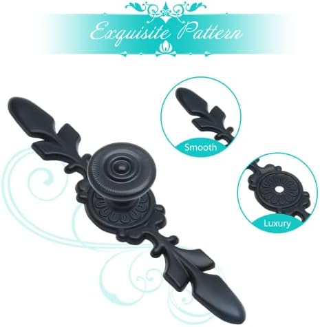 Pack of 5 Antique Black Cabinet Knobs with Backplate 48 Inch