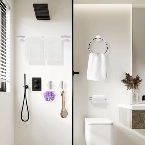 4-Piece Polished Chrome Bathroom Hardware Set with Toiletoil Hand Towel Holders