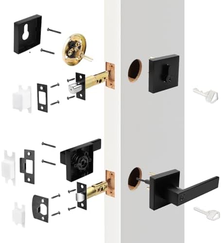 Probrico Matte Black Exterior Door Lockset with Deadbolt and Lever