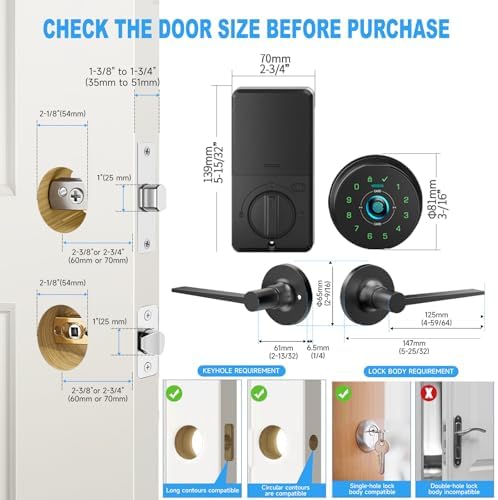 Secure fingerprint door lock with 2 lever handles and smart features