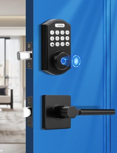 Smart Door Lock Set Keyless Fingerprint Entry Black