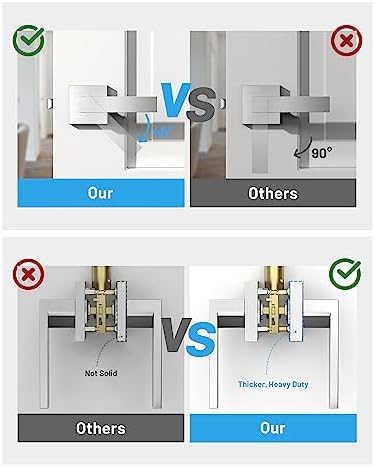 Elegant Square Door Lever Handle - SATIN NICKLE FINISH for Smart Deadbolts