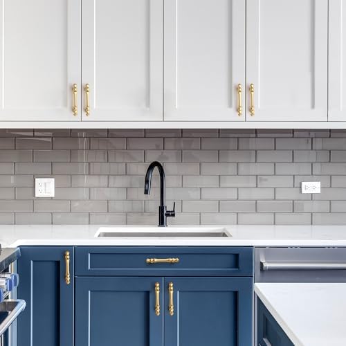 10-Piece Set of Brushed Brass Kitchen Cabinet Handles