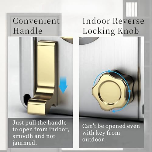 Zerodis Stainless Steel Rim Lock Set Anti-Theft Deadbolt with Handle