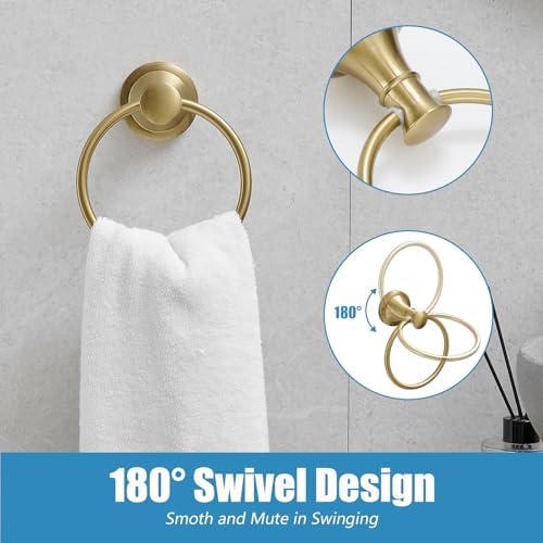 RUMOSE Gold-Brushed Wall-Mounted Toilet Hand Towel Holder Set 2PCS