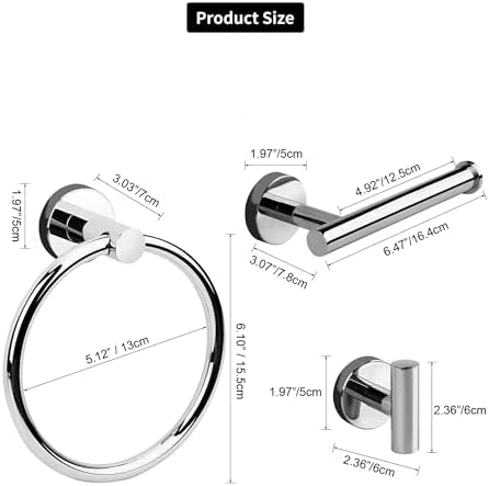 4-Piece Polished Chrome Bathroom Hardware Set with Toiletoil Hand Towel Holders