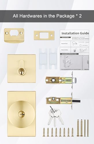 GoldenWarm Gold Exterior Door Knobs with Deadbolt