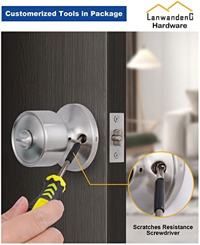 Lanwandeng 4 Sets Keyed Alike Door Knobs and Deadbolt Lock Combo Set