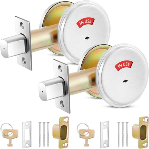 Tandefio 2 Pcs Vacant Occupied Bathroom Deadbolt with Occupancy Indicator
