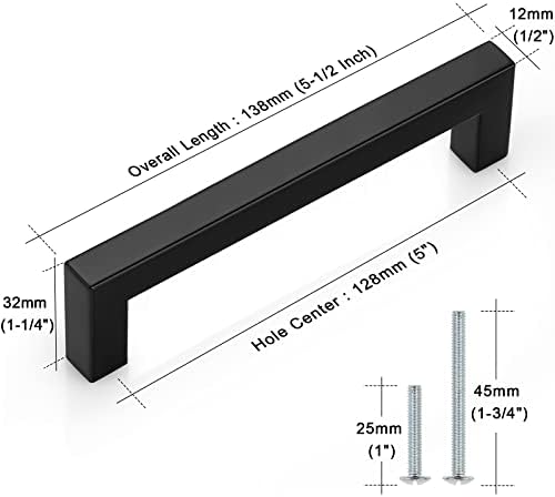 Probrico 30-Pack Black Cabinet Pulls Modern Stainless Steel