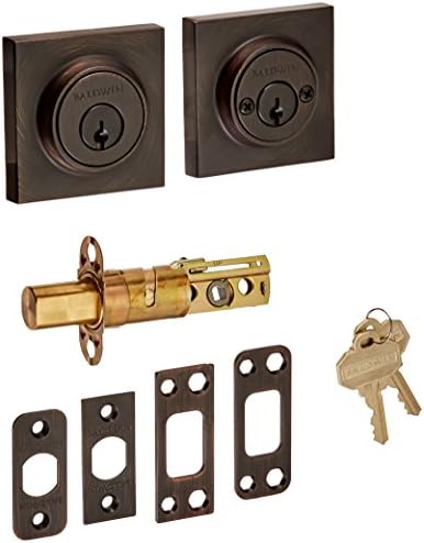 Baldwin Reserve Double Cylinder Contemporary Square Deadbolt Aged Bronze_finish