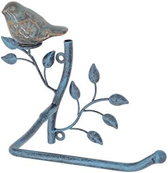 Owlgift Wall-Mounted Toilet Tissue Organizer with Ceramic Bird Rust-Resistant Turquoise