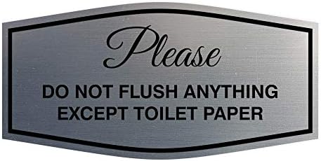 Fancy Sign Do Not Flush Punch - Restroom Sign 5-Pack SilverBlack