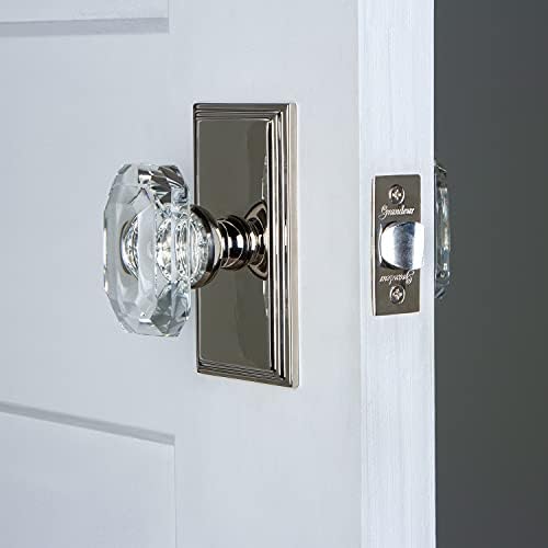 Grandeur 828356 Polished Nickel Carre Plate Door Knob with Privacy