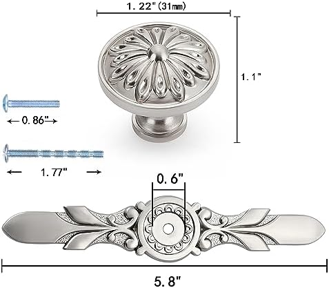 Round Knobs with Backplates for Cabinets 10-Piece Set