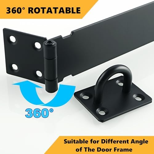 Alise Stainless Steel Hasp Lock for Doors Matte Black Premium Hinges
