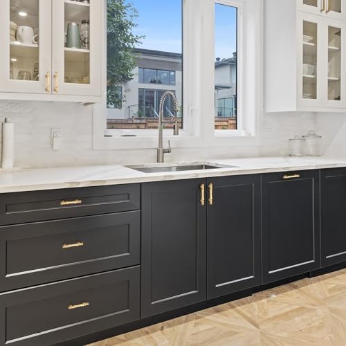 10-Piece Set of Brushed Brass Kitchen Cabinet Handles