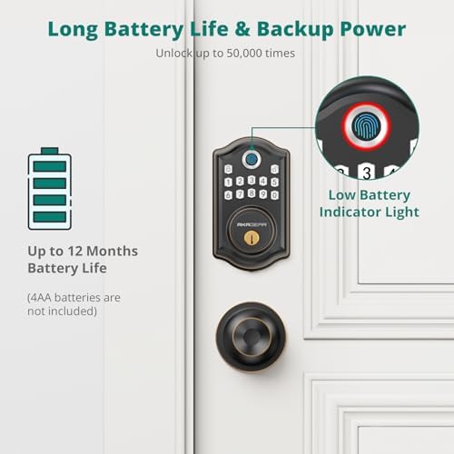 AkaGear Keyless Entry Deadbolt with Fingerprint and Keypad