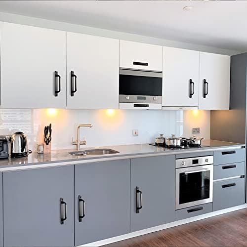 12-Piece Matte Black Aluminum Cabinet Pulls with Base Plate