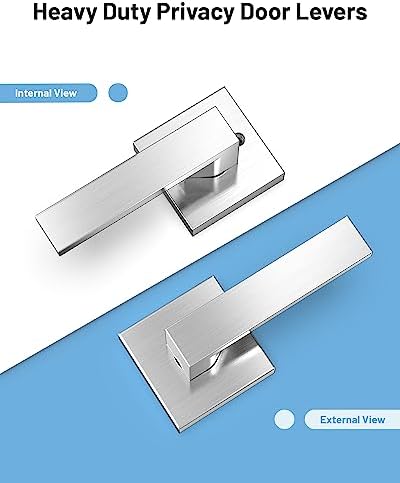 Elegant Square Door Lever Handle - SATIN NICKLE FINISH for Smart Deadbolts