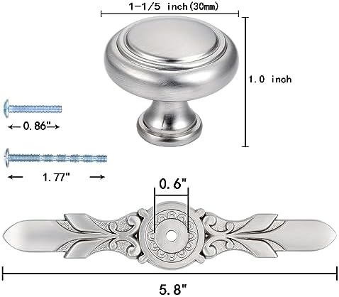 Round and Polished Nickel Knobs for Kitchen Bathroom Cabinets