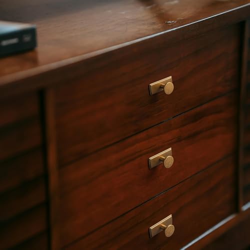 Goo-Ki 6-Piece Antique Brass Knobs with Backplates - Luxury Cabinet Handles