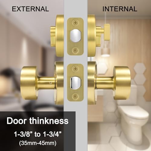 Gold Entry Door Knob and Deadbolt Combo Set Satin Brass