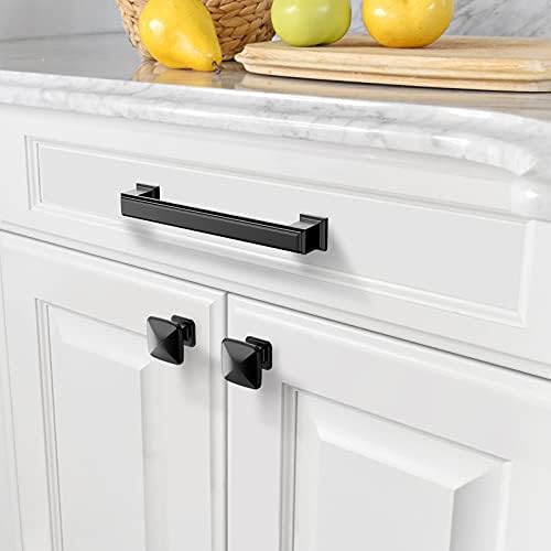 Amerdeco 6 Pack Matte Black Cabinet Pulls 5 Inch Hole Center