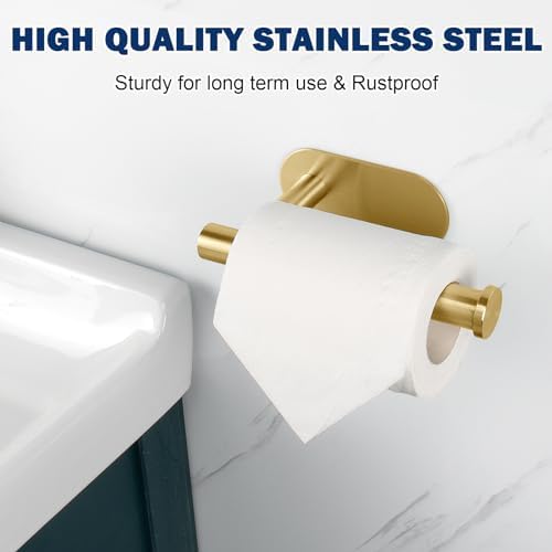 NearMoon Toilet Paper Holder Self Adhesive Brushed Gold