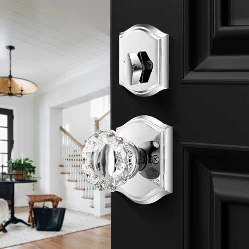 Crystals Glass Door Knob Set Polished Chrome