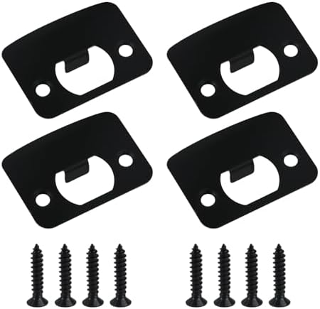 4-Piece Black Finish stainless Steel Deadbolt Strike Plate Set