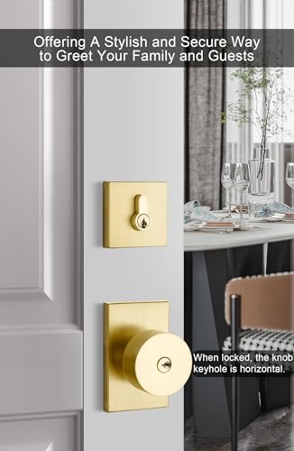 GoldenWarm Gold Exterior Door Knobs with Deadbolt