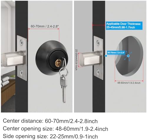 Double Matte Black Square Deadbolts with Keys