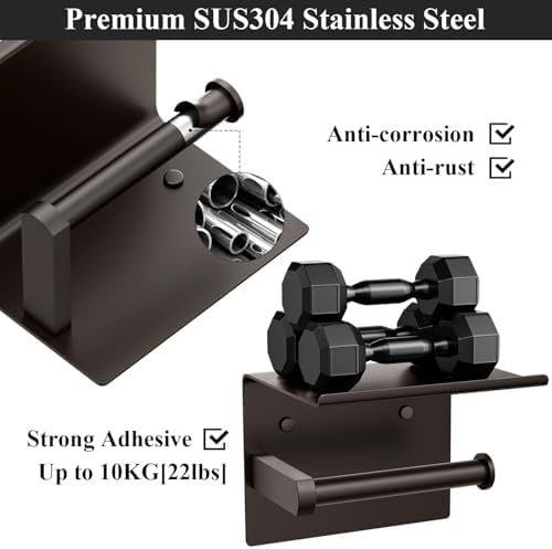 Tindbea Mega Size Toilet Paper Holder with Shelf and Towel Hooks