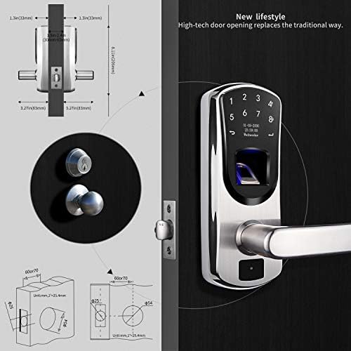 Smart Door Lock Fingerprint Keypad V8 Keyless Entry Left Handle Only