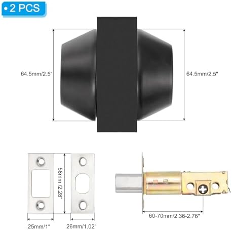 Double Matte Black Square Deadbolts with Keys