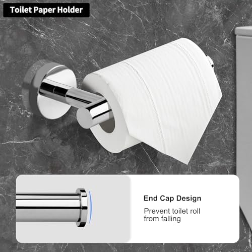4-Piece Polished Chrome Bathroom Hardware Set with Toiletoil Hand Towel Holders