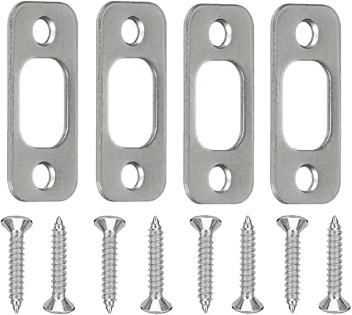 Secure Your Home Door with 4-Piece Brushed Nickel Strike Plate Set
